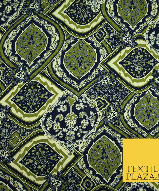 Premium Abstract Animal Mosaic Retro Printed Bubble Crepe Dress Fabric 58" 147cm