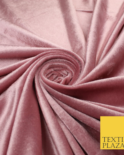 10 COLOURS - Soft Plain Velvet Velour Fabric Stretch Spandex Material - 65"
