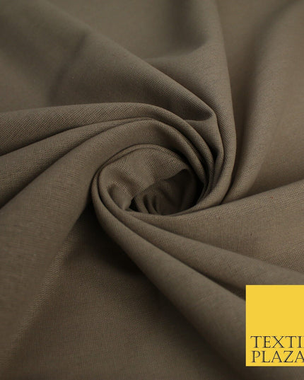 OVER 20 COLOURS - Plain Soft LINEN LOOK 100% Polyester Fabric Dress Craft 54"