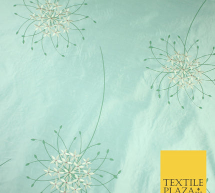 8 COLOURS - Fryetts Luxury Oversized Dandelion Embroidered 100% PURE SILK Fabric