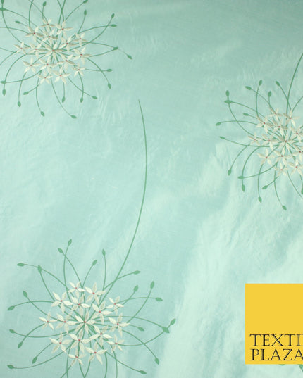 8 COLOURS - Fryetts Luxury Oversized Dandelion Embroidered 100% PURE SILK Fabric