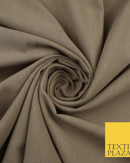 OVER 20 COLOURS - Plain Soft LINEN LOOK 100% Polyester Fabric Dress Craft 54"