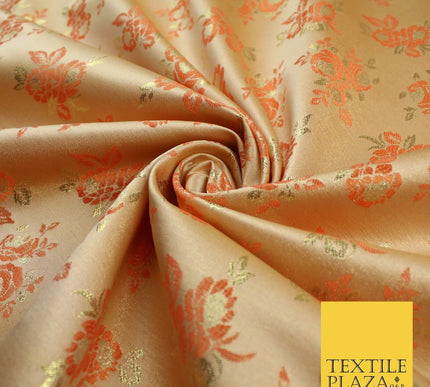 Double Flower Bouquet Design Chinese Brocade Satin Embroidered Dress Fabric 44"