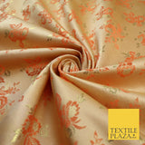 Double Flower Bouquet Design Chinese Brocade Satin Embroidered Dress Fabric 44"