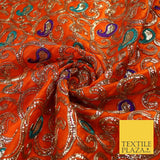 Paisley Swirl Design Embroidered Faux Taffeta Silk Dress Fabric Upholstery 42"
