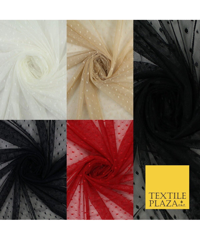 5 COL 4-Way Stretch 5mm Spot Polka Dot Dobby Mesh Net Tulle Dress Fabric60" Wide