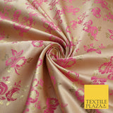 Double Flower Bouquet Design Chinese Brocade Satin Embroidered Dress Fabric 44"