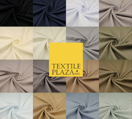 16 COLOURS - Plain Soft Smooth Crisp 100% Polyester Dress Fabric Suiting Craft