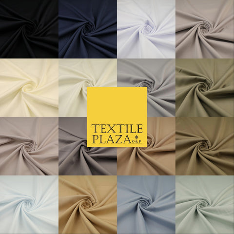 16 COLOURS - Plain Soft Smooth Crisp 100% Polyester Dress Fabric Suiting Craft