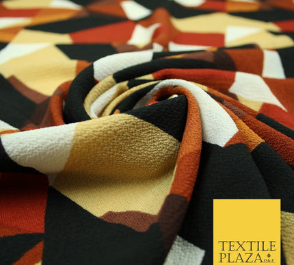 Premium Abstract Animal Mosaic Retro Printed Bubble Crepe Dress Fabric 58" 147cm