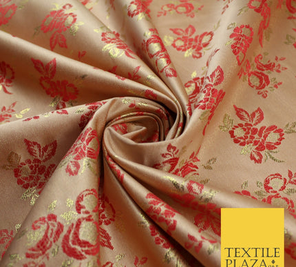 Double Flower Bouquet Design Chinese Brocade Satin Embroidered Dress Fabric 44"