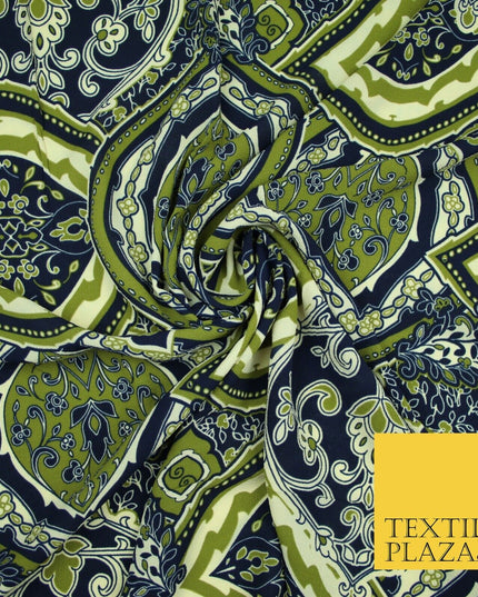 Premium Abstract Animal Mosaic Retro Printed Bubble Crepe Dress Fabric 58" 147cm