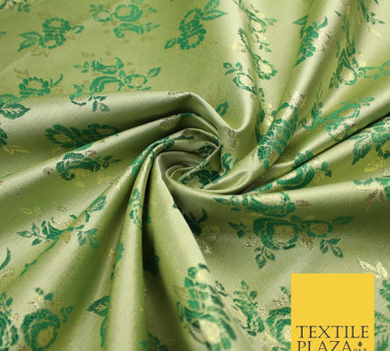 Double Flower Bouquet Design Chinese Brocade Satin Embroidered Dress Fabric 44"