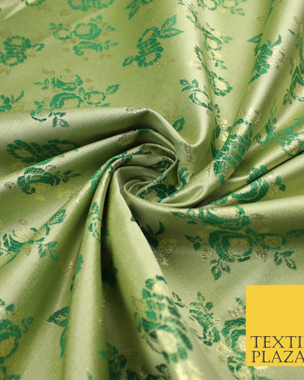 Double Flower Bouquet Design Chinese Brocade Satin Embroidered Dress Fabric 44"