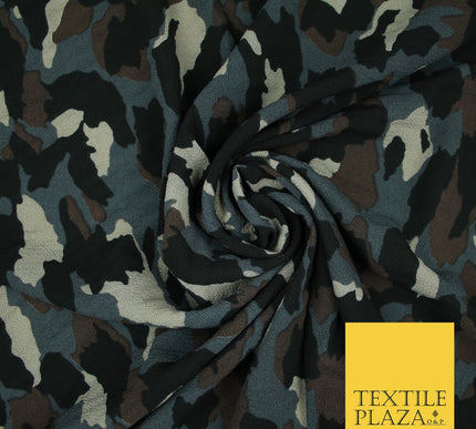 Premium Abstract Animal Mosaic Retro Printed Bubble Crepe Dress Fabric 58" 147cm