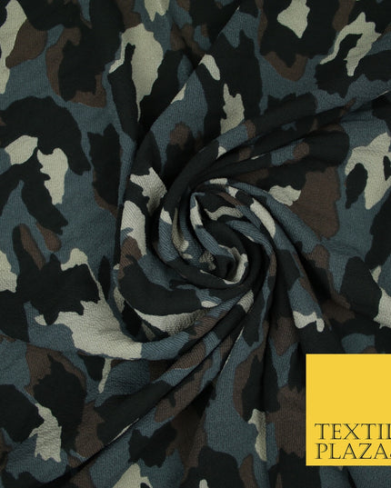 Premium Abstract Animal Mosaic Retro Printed Bubble Crepe Dress Fabric 58" 147cm