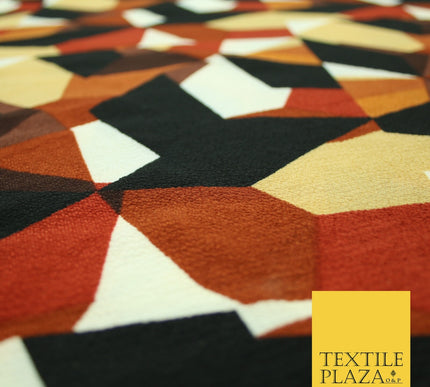 Premium Abstract Animal Mosaic Retro Printed Bubble Crepe Dress Fabric 58" 147cm