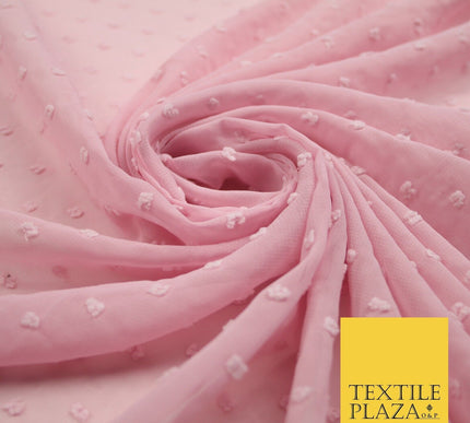 Over 20 COLOURS - Swiss Knot Dot Dobby Sheer Georgette Chiffon Dress Fabric 59"