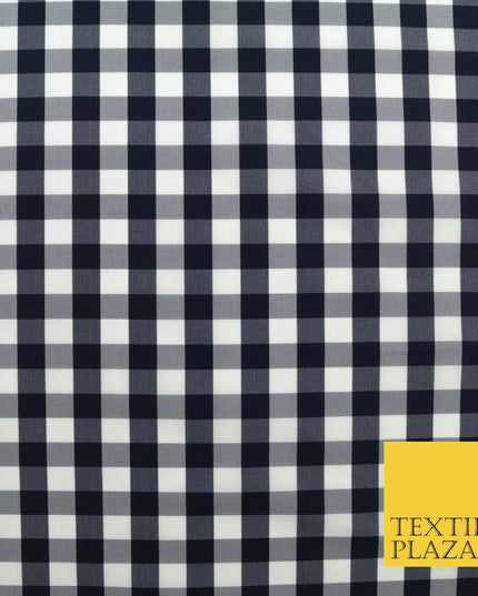 High Quality Ink Navy Blue Gingham Check TAFFETA SILK Fabric - Dress Craft 1528
