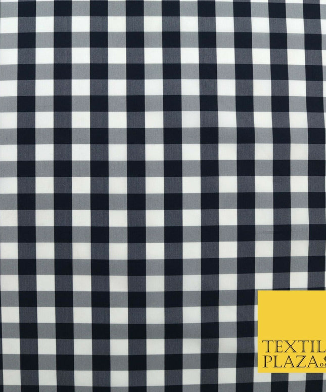High Quality Ink Navy Blue Gingham Check TAFFETA SILK Fabric - Dress Craft 1528
