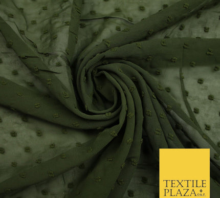Over 20 COLOURS - Swiss Knot Dot Dobby Sheer Georgette Chiffon Dress Fabric 59"