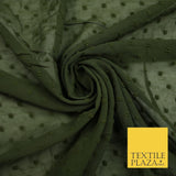 Over 20 COLOURS - Swiss Knot Dot Dobby Sheer Georgette Chiffon Dress Fabric 59"