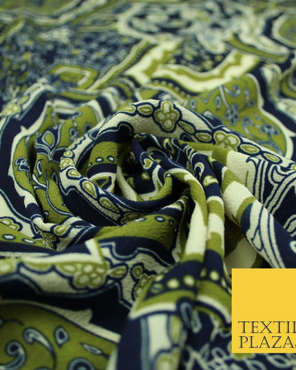 Premium Abstract Animal Mosaic Retro Printed Bubble Crepe Dress Fabric 58" 147cm