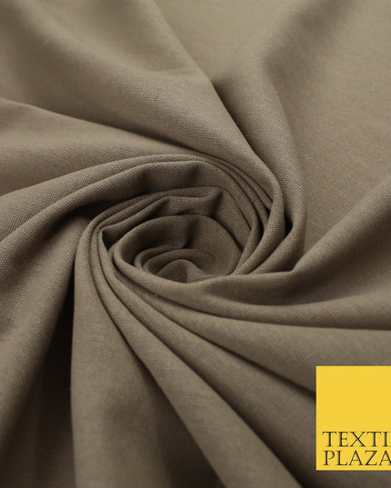OVER 20 COLOURS - Plain Soft LINEN LOOK 100% Polyester Fabric Dress Craft 54"