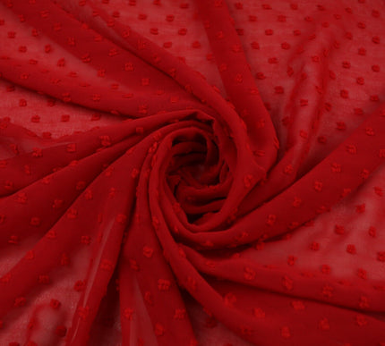 Over 20 COLOURS - Swiss Knot Dot Dobby Sheer Georgette Chiffon Dress Fabric 59"