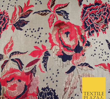 Scattered Floral Bloom Metallic Ornate Brocade Jacquard Dress Fabric 59" Wide