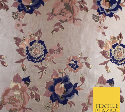 Luxury Gold Floral Ornate Vine Textured Brocade Dress Fabric Metallic 59" Wide