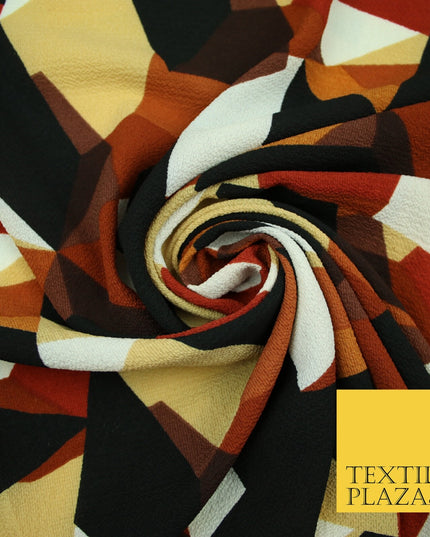 Premium Abstract Animal Mosaic Retro Printed Bubble Crepe Dress Fabric 58" 147cm