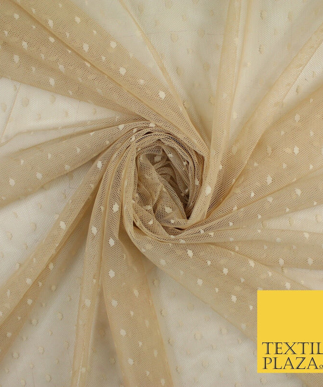 5 COL 4-Way Stretch 5mm Spot Polka Dot Dobby Mesh Net Tulle Dress Fabric60" Wide