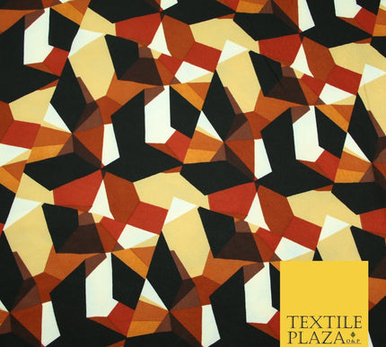 Premium Abstract Animal Mosaic Retro Printed Bubble Crepe Dress Fabric 58" 147cm