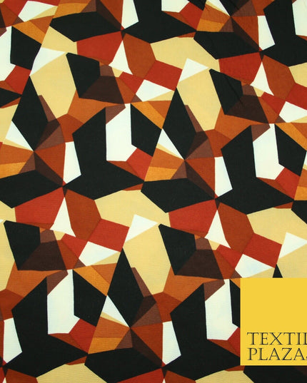 Premium Abstract Animal Mosaic Retro Printed Bubble Crepe Dress Fabric 58" 147cm