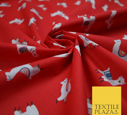 Llama Alpaca Drama Floating Wildlife Printed Poly Cotton Fabric Polycotton Craft