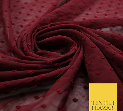 Over 20 COLOURS - Swiss Knot Dot Dobby Sheer Georgette Chiffon Dress Fabric 59"