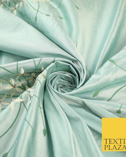 8 COLOURS - Fryetts Luxury Oversized Dandelion Embroidered 100% PURE SILK Fabric