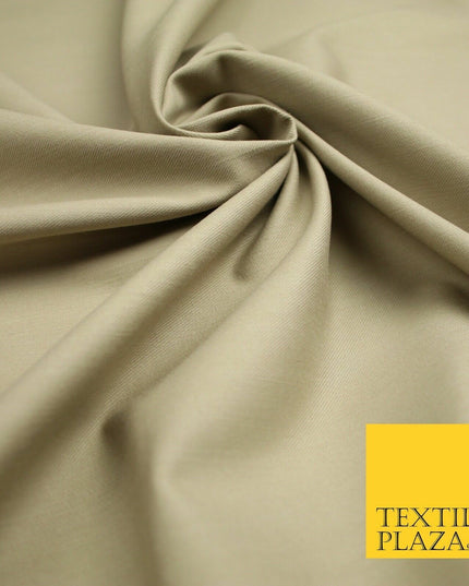 STONE BEIGE Stretch Cotton Drill Fabric Twill Upholstery Uniform Work 57" 7190