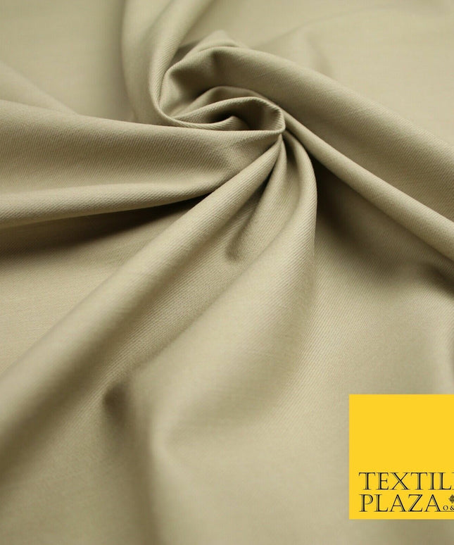 STONE BEIGE Stretch Cotton Drill Fabric Twill Upholstery Uniform Work 57" 7190