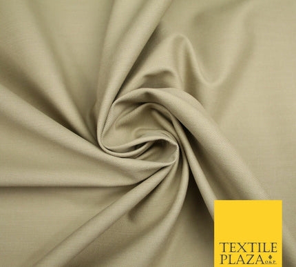 STONE BEIGE Stretch Cotton Drill Fabric Twill Upholstery Uniform Work 57" 7190