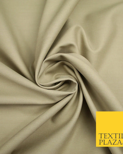 STONE BEIGE Stretch Cotton Drill Fabric Twill Upholstery Uniform Work 57" 7190