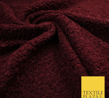 3 COLOURS - Premium Plain Textured Bouclé Sherpa Fur Fabric Material 57"