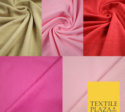 5 COLOURS - Plain Sweatshirt Stretch Fabric Knit Dress Top Material Brushed Back