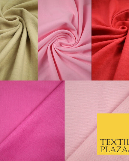 5 COLOURS - Plain Sweatshirt Stretch Fabric Knit Dress Top Material Brushed Back