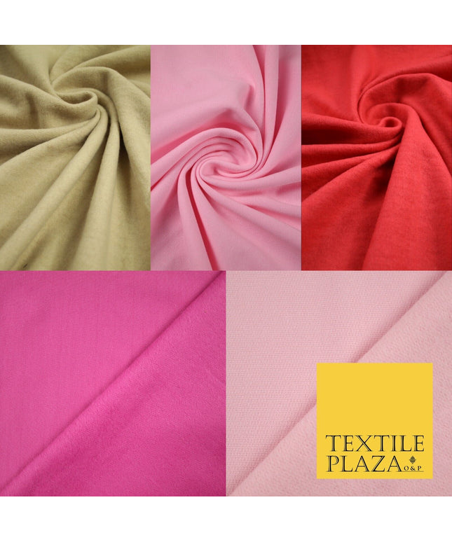 5 COLOURS - Plain Sweatshirt Stretch Fabric Knit Dress Top Material Brushed Back