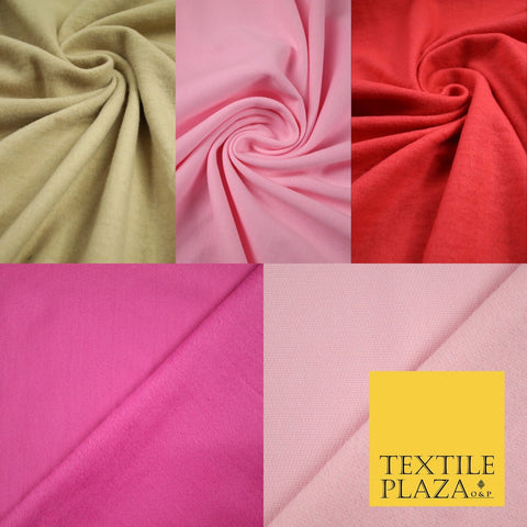 5 COLOURS - Plain Sweatshirt Stretch Fabric Knit Dress Top Material Brushed Back