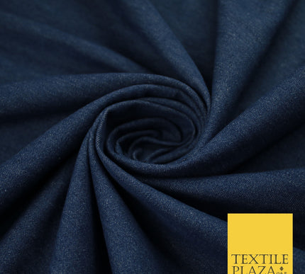 Navy Blue Shot White 100% Cotton Denim Fabric Dress Shirt Material 70" 10426