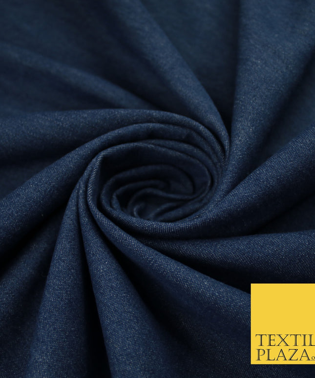 Navy Blue Shot White 100% Cotton Denim Fabric Dress Shirt Material 70" 10426