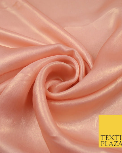 36 COLOURS - Fine Silky Metallic Foil Shimmer Satin Georgette Dress Fabric Drape